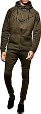 Mens Zipper Hooded Tracksuit Casual Outfit Long Sleeve Sports Jogging Sweat Suit