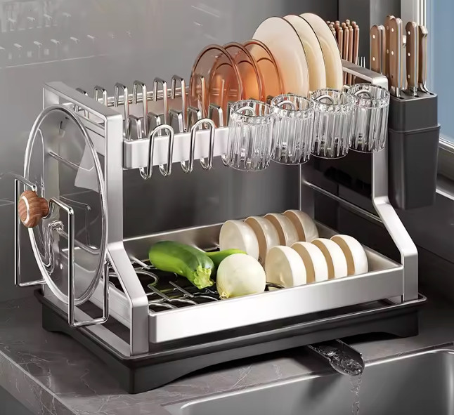Scolapiatti Design Minimalista Salvaspazio Cucina - Inox Antiruggine