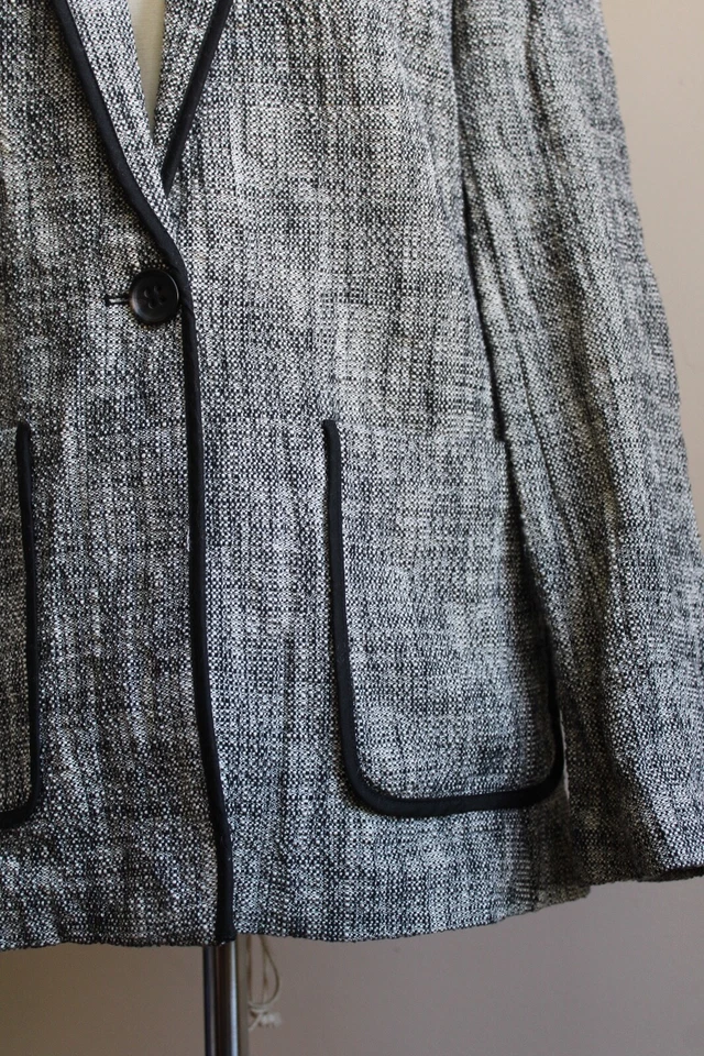 Chaqueta Blazer Cartonnier Anthropologie 8 Gris Tweed Mezcla Algodón Un Botón Foto 2 de 4