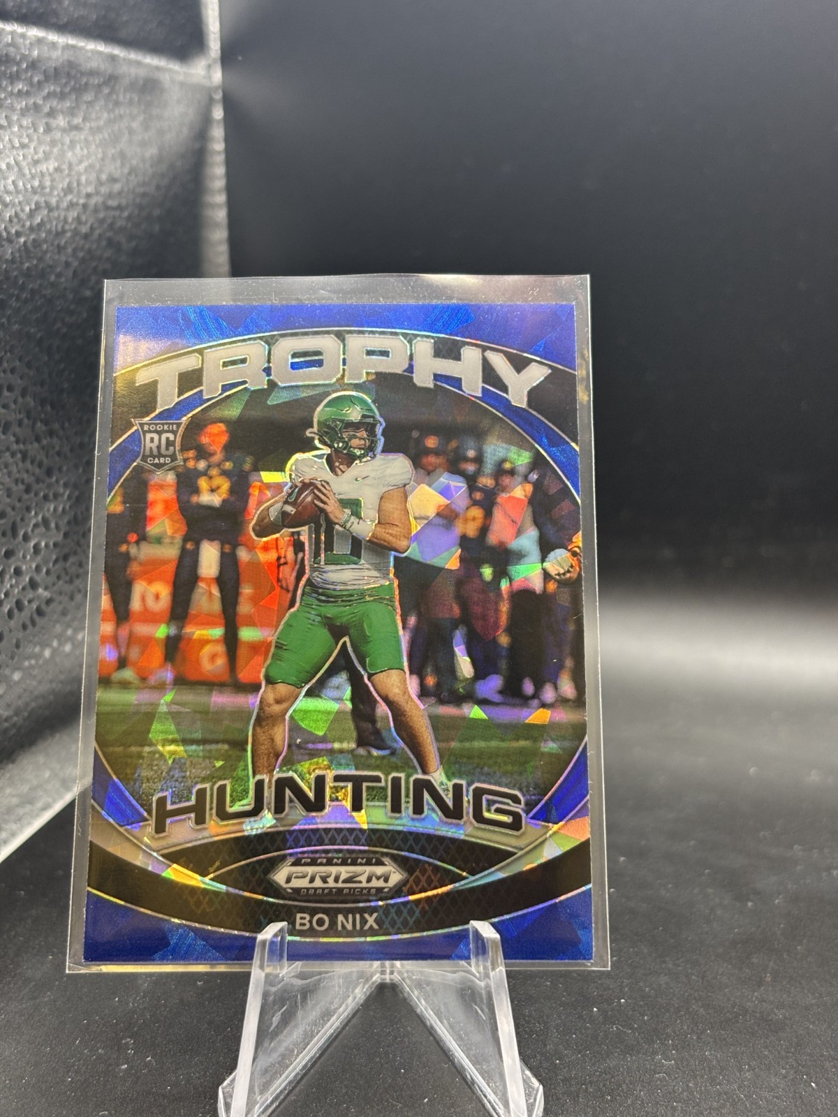 Bo Nix 2024 Panini Prizm Draft Picks Trophy Hunting BLUE ICE /99 (RC) #TH-BNX