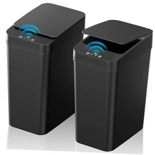 Bathroom Trash Can with Lid,  2 Pack 2.2 Gallon 2 Pack 2.2 Gallon Black
