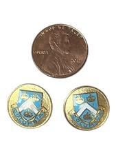 Pair of  Vintage Columbia University School Crest Metal Clothing Buttons Ivy Lg