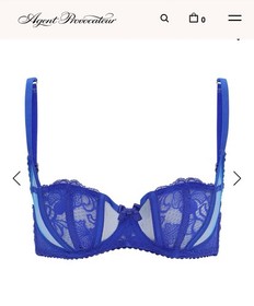 AGENT PROVOCATEUR NWT COBALT BLUE ROZLYN SET LACE BRA & SILK BRIEF RRP AU$600