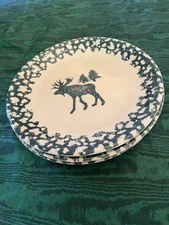 Vintage FOLK CRAFT Tienshan Moose Country 10.25" DINNER PLATE Set of 3