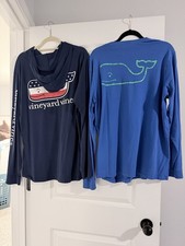 Vineyard Vines Men's Blue Navy Long Sleeve Crew Neck Cotton Whale Logo T-Shirt