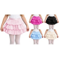 Kids Girls Skirt Ballroom Shorts Elastic Dance Wedding With Built-in Shorts