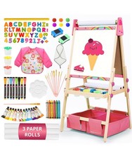 Art Easel for Kids, Kids Art Easel with 3 Paper Roll, Magnetic Whiteboard and...