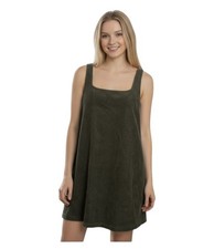 ASOS Olive Green Tall A-line Corduroy Pinafore Sleeveless Shift Dress Size 8