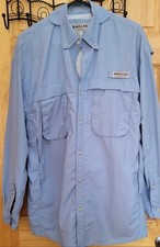 Magellan Laguna Madre Long Sleeve Fishing Shirt Sz L Blue Relaxed Fit UPF 20