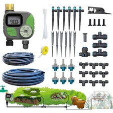 Drip Irrigation Kit with Timer for Garden, Greenhouse, Lawn, and Potted Plants