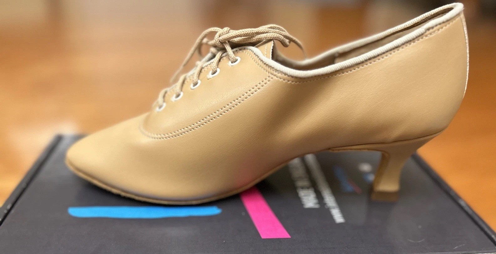 New Dance Practice IDS Shoes Size 5(UK) Heel 2” Custom Made Wide Leather Beige