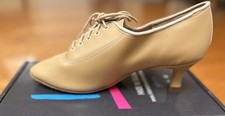 New Dance Practice IDS Shoes Size 5 UK Heel 2  Custom Made Wide Leather Beige