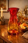Vintage Blenko Amberina Glass Pitcher 8.25” Tangerine MCM Hand Blown