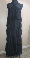 NWT Boohoo Chiffon Tiered Halterneck Dress Size 6 US /10 UK Goth Princess