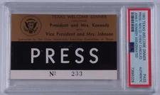 1963 Texas Welcome Dinner Press Ticket John F Kennedy Assassinated PSA Authentic