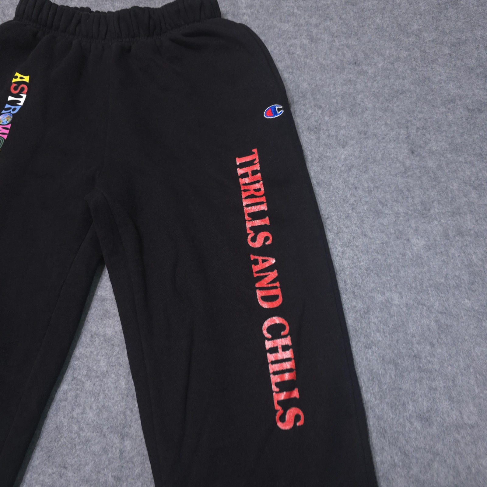 Astroworld X Champion Sweatpants Mens S Black Thrills Chills Wish You Were Here image 5
