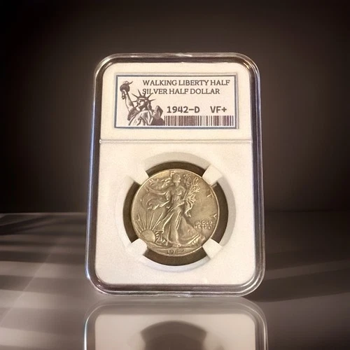 1942-D / WALKING LIBERTY HALF DOLLAR [DB-6615-002] (VINTAGE) KEEPSAKE SLAB / VF+
