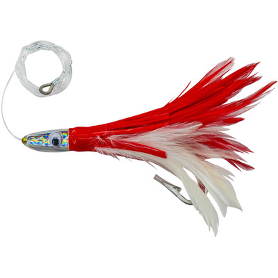 Feather Trolling Lure 6.5 inch for Saltwater Game Fish with Resin Head and Hook