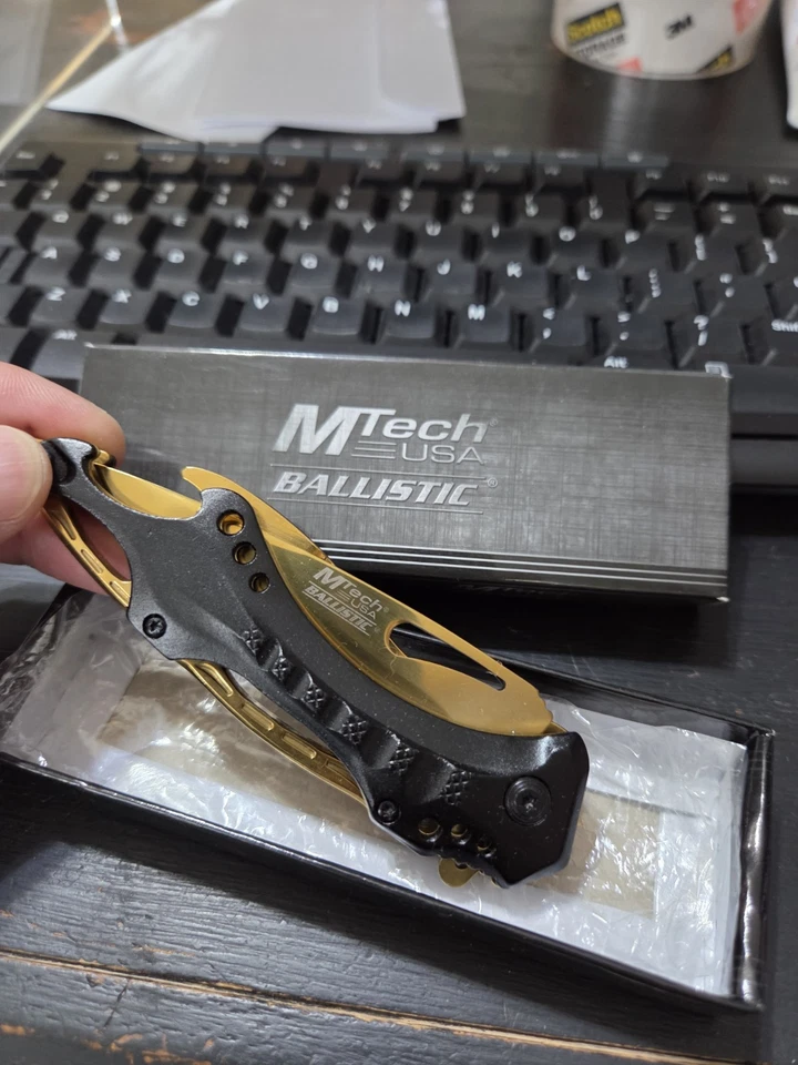 MTech Ballistic GOLD  Folding Pocket Knife New - Image 2 of 4