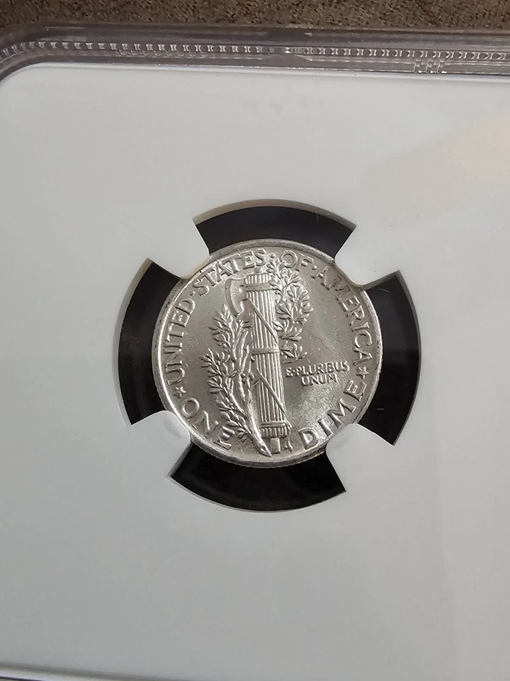 1943 10c Silver MERCURY dime BRILLIANT  UNC ORIGINAL Bag FRAGMENT - Image 2 of 2