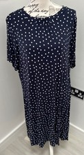 Ladies Marks & Spencer Navy Mix Size 20 Viscose Dress