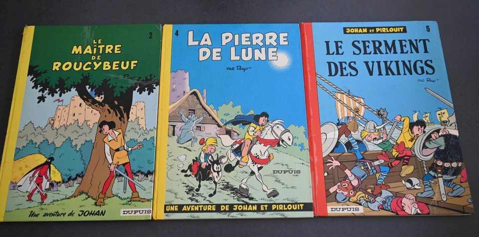 Lot de 3 BD JOHAN & PIRLOUIT T2, T4 et T5 Rééditions Dos Rond 1974/1975 - Photo 1/4