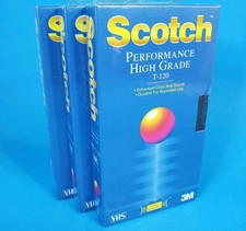Lot Of 3 Scotch Performance High Grade T-120 VCR Blank Video Cassette Tapes NEW