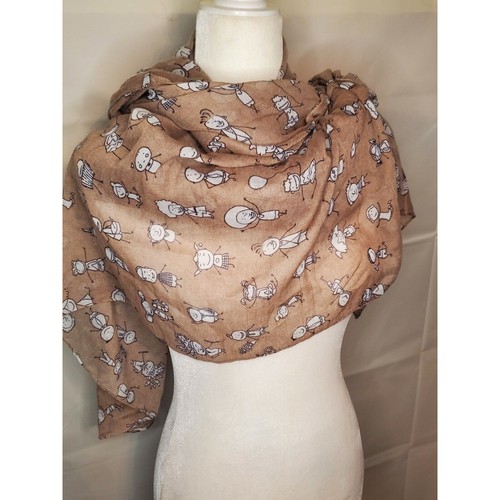Printed Village Scarf Children Design Teacher gift.