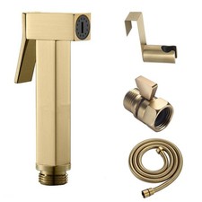 SUS304 Brushed Gold Handheld Bidet Sprayer Hanger Holder Set W/Water Flow Valve