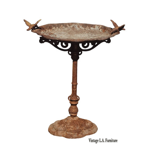 Vintage Rustic French County Iron Birdbath