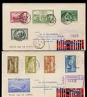 🍁2 covers PEACE ISSUE SET FDC up to $1.00 value 9 stamps Etiquette label Canada