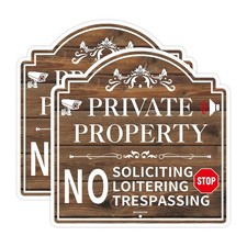 2 Pcs Private Property Sign, 12" x 12 No Soliciting for House with Stake, Sto...