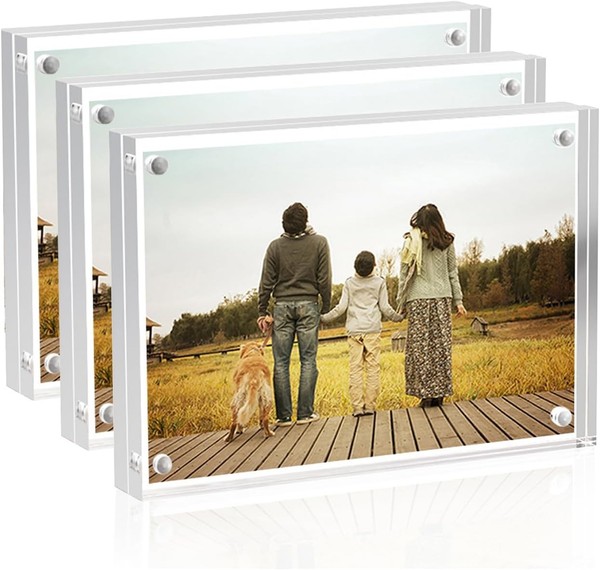 Acryl Bilderrahmen 6X9Cm Pack Von 3 Doppelseitig Magnetisch Desktop Rahmen-image