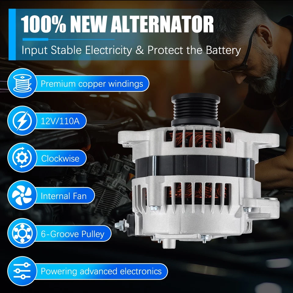 Alternator For 2002-2006 Nissan Altima Sentra 2.5L LR1100-734E LR1110-726 13939# Foto 3 de 4