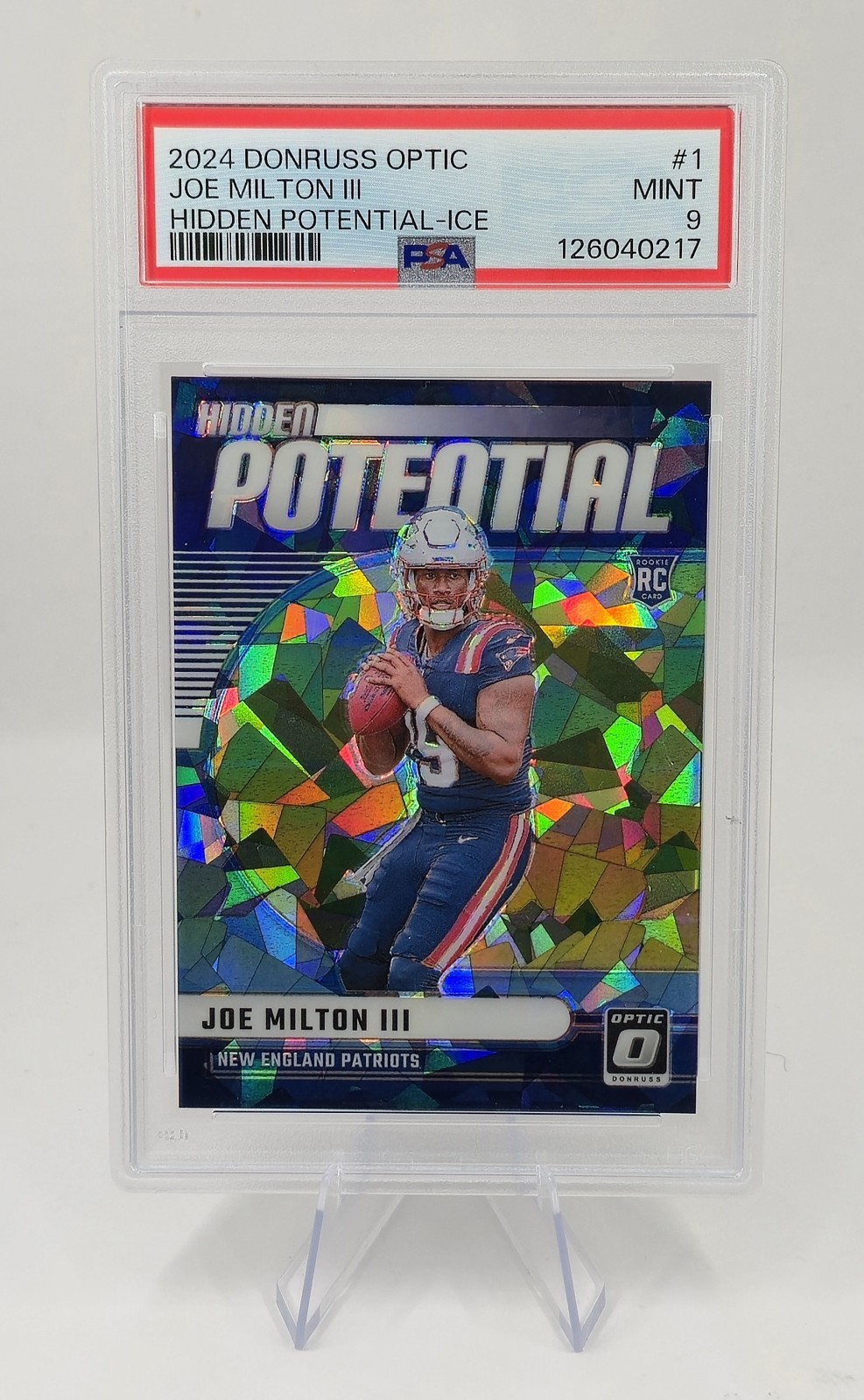 2024 Donruss Optic Joe Milton III Hidden Potential Ice /15 PSA 9 Rookie QB RC 🔥