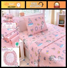 Pink Unicorn Twin Sheet Set - 3 Piece Soft Microfiber Cartoon Bedding for Kids