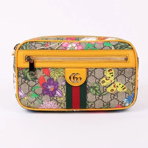Sac ceinture Gucci GG toile jaune à fleurs 574796 129252862