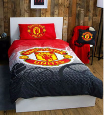 Image of Manchester United FC Single Duvet Set 135cm x 200cm RED DEVILS Duvet Pillowcase