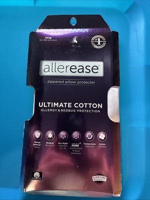 Allerease King Size Maximum Allergy Bedbug Protection Zippered Pillow Protector