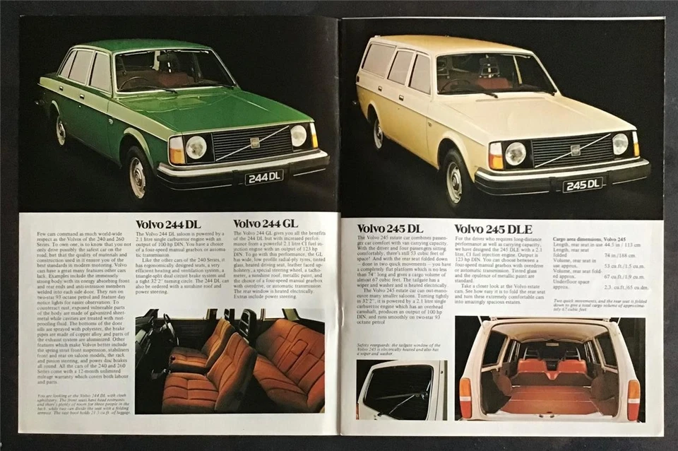 VOLVO 244GL/DL 245DL/DLE 264GL Car Sales Brochure For 1976 Ref 2750-76 - Image 2 of 3