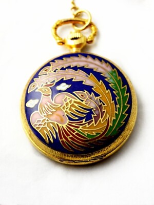 Shanghai Diamond Brand Cloisonne Pocket Watch Quartz Watch Retro Nostalgic Flip