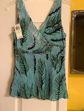 INC INTL CONCEPTS SILK/rayon TOP Shirt Velour SIZE 4 $59 NWT Dressy Feathers