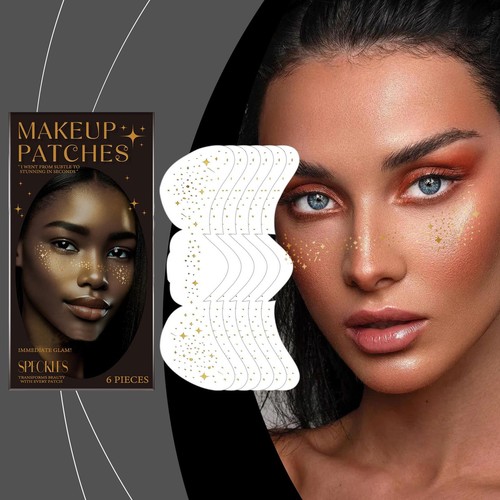 Glitter Freckles Face Tattoo, Makeup Patch - Freckle Makeup, Faux Freckles Gold - Picture 7 of 12