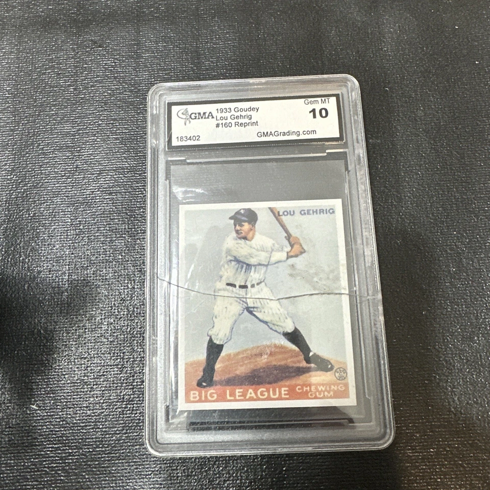 Goudey Lou Gehrig #160 1933 reimpresión GMA Gem MT 10 New York Yankees #160 Foto 3 de 4