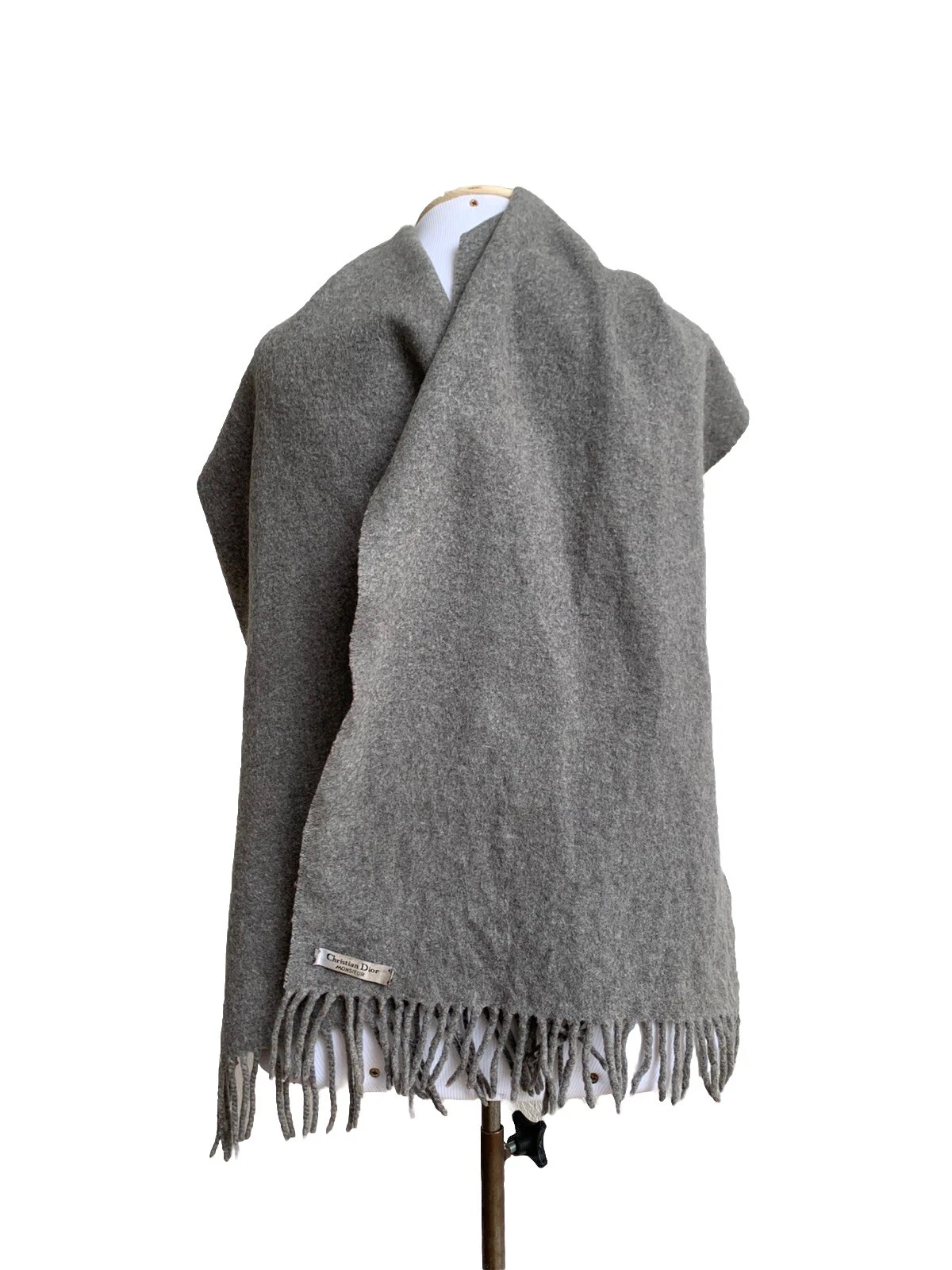 CHRISTIAN DIOR MONSIEUR GRIS RECTANGLE foulard laine 66/17 en #A24