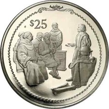 1992 BRITISH VIRGIN ISL. $25 DOLLARS - COLUMBUS DISCOVERY - 2/3 Oz PROOF SILVER