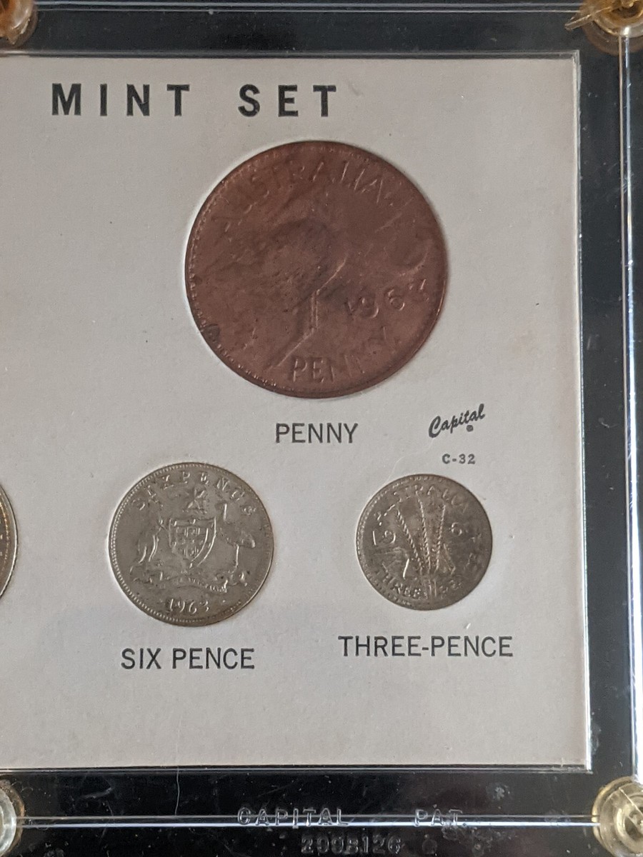 1963 Australian Mint Set in Capital Plastic ~ BU Silver & Bronze