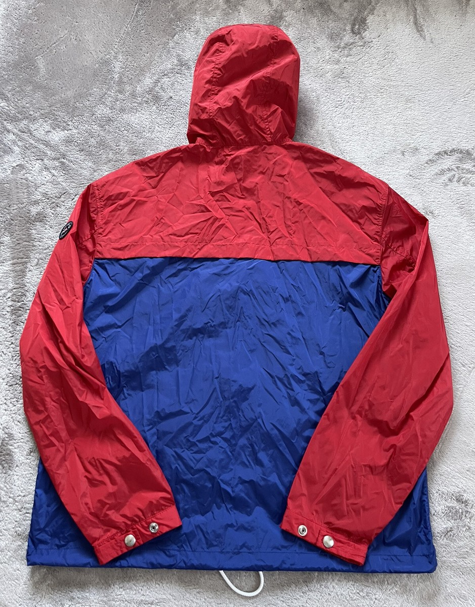 Polo Ralph Lauren Red Blue Hooded Full Zip Windbreaker Rain Winter