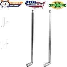 2-Pack 20-1300MHz 7 Section Telescopic BNC Male Antenna for Ham/CB Radio, Uni...