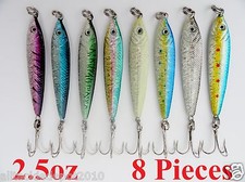 8 Pieces 2.5oz Mega Live bait Metal Jigs Saltwater Fishing Lure With Treble Hook